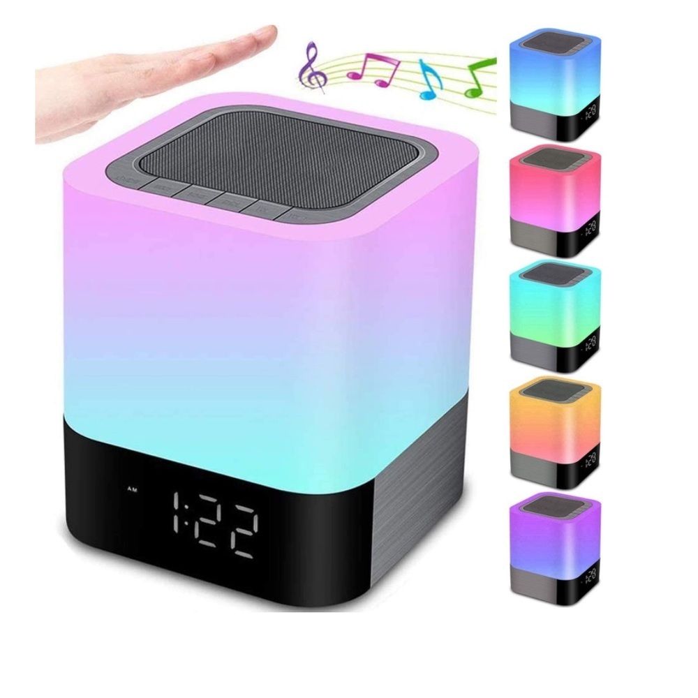 Wireless Speaker Alarm Clock Bluetooth Touch Sensor Color Changing, MP3, Lights‌
